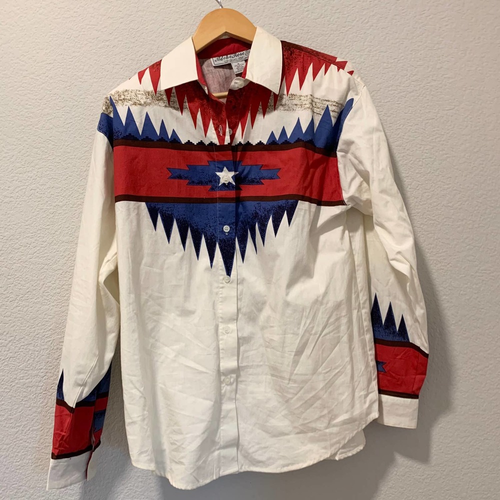 SOLD 90s Western Americana Button Down Sz M - Picture 2 of 5